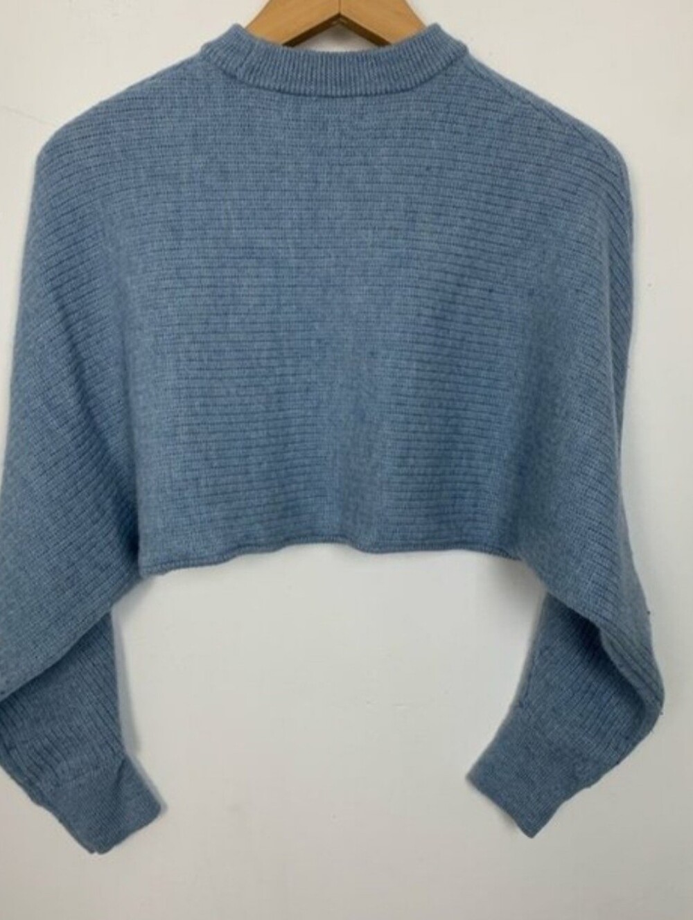 Aritzia Wilfred Free Lola Sweater Blue Merino Wool Cropped Sm P2p17.5 L15 - Picture 5 of 8